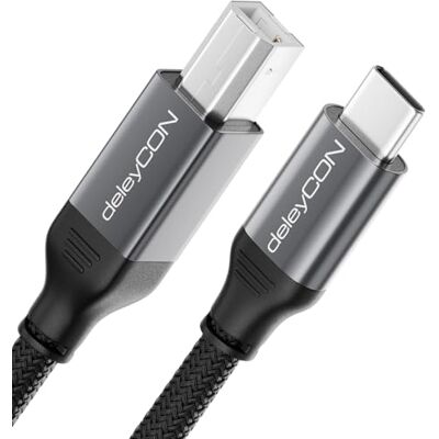 deleyCON 10m Cavo Stampante USB-C USB-C a USB-B MacBook, PC, Scanner per stampanti, MIDI di Epson, HP, Samsung, Canon, Brother, per iPhone 17/16/15, notebook, tablet con connettore metallico deleyCON 10m Cavo Stampante USB-C USB-C a USB-B MacBook, PC, Scanner per stampanti, MIDI di Epson, HP, Samsung, Canon, Brother, per iPhone 17/16/15, notebook, tablet con connettore metallico