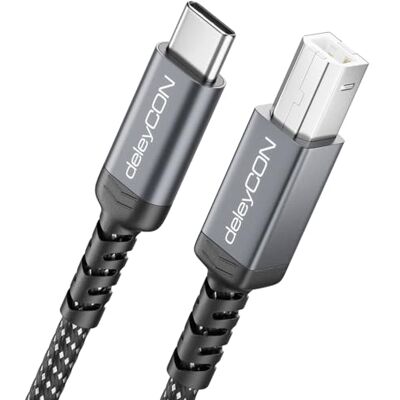 deleyCON 2m Cavo Stampante USB C (Per Stampanti, Scanner, MIDI) USB-C a B, Intrecciato + Connettori in Metallo, per HP Samsung Epson Dell Lexmark Brother Canon ecc. deleyCON 2m Cavo Stampante USB C (Per Stampanti, Scanner, MIDI) USB-C a B, Intrecciato + Connettori in Metallo, per HP Samsung Epson Dell Lexmark Brother Canon ecc.