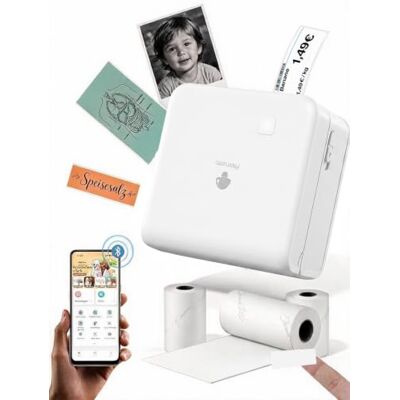 Phomemo M02 Pro Mini Stampante, 300 DPI Stampante Fotografica Portatile Termica Bluetooth Stampante Tascabile con 3 Rotoli di Carta, per Appunti di Studio, Foto, Regali, Etichette Bianco Phomemo M02 Pro Mini Stampante, 300 DPI Stampante Fotografica Portatile Termica Bluetooth Stampante Tascabile con 3 Rotoli di Carta, per Appunti di Studio, Foto, Regali, Etichette Bianco