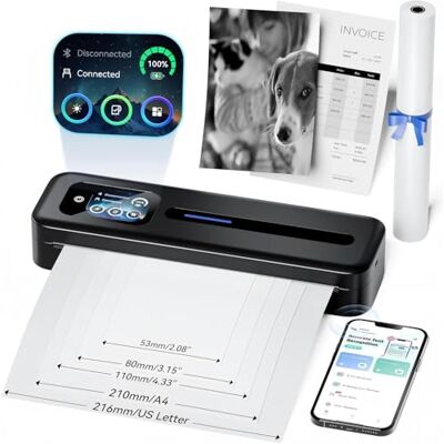 Phomemo M832D Stampante Termica Portatile A4 con Schermo Tattile Stampanti Mobili 300 dpi Compatibili con iOS e Android, Telefono e Laptop per Casa e Ufficio Phomemo M832D Stampante Termica Portatile A4 con Schermo Tattile Stampanti Mobili 300 dpi Compatibili con iOS e Android, Telefono e Laptop per Casa e Ufficio
