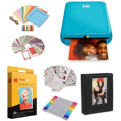 Kodak Step Stampante fotografica istantanea con Bluetooth/NFC, tecnologia Zink (blu), set regalo Kodak Step Stampante fotografica istantanea con Bluetooth/NFC, tecnologia Zink (blu), set regalo
