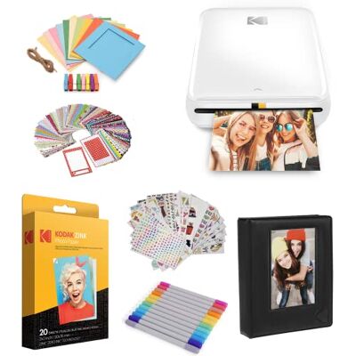 Kodak Step Stampante Mobile con Tecnologia Zink e App, Confezione Regalo, Bianco Kodak Step Stampante Mobile con Tecnologia Zink e App, Confezione Regalo, Bianco