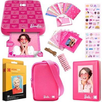 Kodak Barbie Step Slim Stampante Portatile Wireless Bundle Regalo Stile Iconico, Custodia Fotocamera, Album Fotografico, Adesivi, Cornici Appese, 50 Adesivi e Carta Zink 20 Fogli, Barbie Iconic Kodak Barbie Step Slim Stampante Portatile Wireless Bundle Regalo Stile Iconico, Custodia Fotocamera, Album Fotografico, Adesivi, Cornici Appese, 50 Adesivi e Carta Zink 20 Fogli, Barbie Iconic