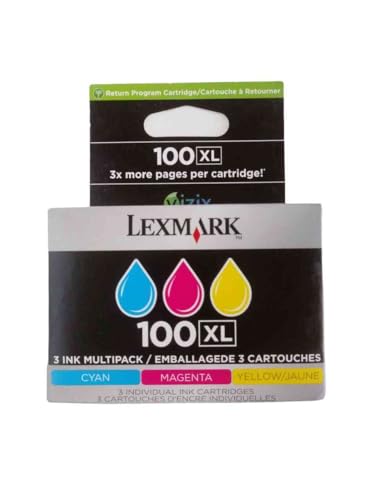 Lexmark Confezione 3 Cartucce Inkjet Return Program 100XL, Ciano/Magenta/Giallo