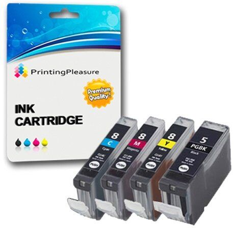 Printing Pleasure 4 Cartucce d'inchiostro compatibili per Canon Pixma iP3300, iP3500, iX3300, iX3500, iX4000, iX5000, MP510, MP520, MP520X, MX700   PGI-5BK, CLI-8C, CLI-8M, CLI-8Y