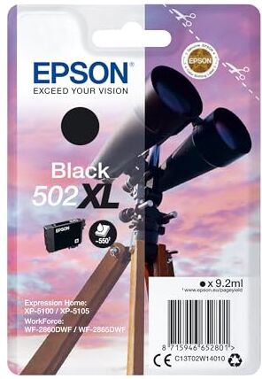 Epson 502 Serie Binocolo, Cartuccia originale getto d'inchiostro, Formato XL, Nero