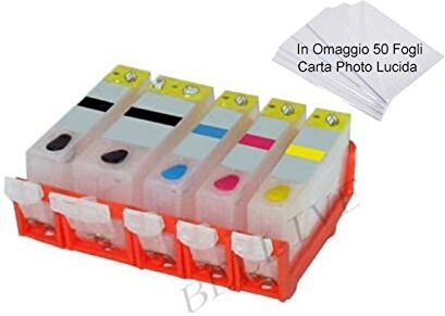 BELLIVESTORE 5 CARTUCCE RICARICABILI CON CHIP AUTORESETTANTI PER CANON CLI 521 / PGI 520 COMPATIBILE CON STAMPANTE CANON PIXMA MP558 / MP560 / MP568 / MP620 / MP630 / MP640 / MP648 / MP980 / MX860 / MX870 / MX876 / IP3600 / IP4600 / MP545 / MP628 / MP638 