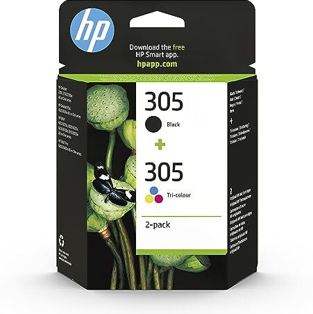 HP 305 Nero e Tricromia, , Confezione da 2 Cartucce Originali , Compatibili con Stampanti  DeskJet serie 2700, 4100,  ENVY serie 6020, 6030, 6420, e 6430