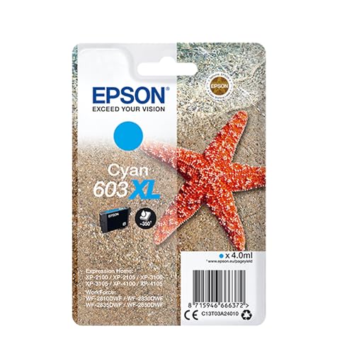 Epson Serie  Stella Marina Cartucce originali per Stampante getto d'Inchiostro, Single Pack 1 Colore (Ciano) Formato XL, Stampe Casa/Ufficio fino 350 Pagine, Confezione Retail