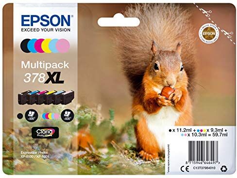 Epson 378XL Serie Scoiattolo, Cartuccia Originale Getto d'Inchiostro Claria Photo, Multipack 6 colori, formato XL