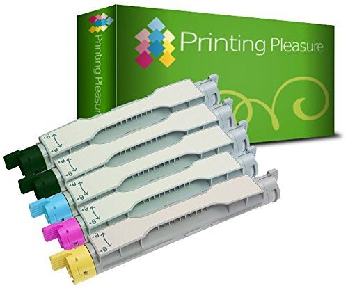 Printing Pleasure 5 cartucce toner compatibili C4200 per Epson AcuLaser C4200DN C4200DTN C4200N C4200DTNPC5 C4200DNPC5 C4200DNPC5, ad alta resa: nero/ciano/magenta/giallo, 5 pezzi
