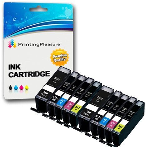 Printing Pleasure 10 Cartucce d'inchiostro compatibili per Canon Pixma iP7150 iP7250 iP8750 iX6850 MG5450 MG5550 MG5650 MG6350 MG6450 MG7150 MX725 MX925   PGI-550PGBK XL CLI-551BK XL CLI-551C XL CLI-551M XL CLI-551Y XL