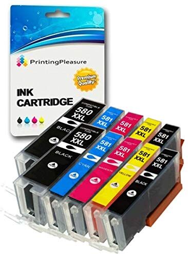 Printing Pleasure 10 Compatibili PGI-580/CLI-581 XXL Cartucce d'inchiostro per Canon Pixma TR7550 TS6151 TS6251 TS705 TS8152 TS8251 TS8252 TS9550 TS9551 TS9551C   PGI-580PGBK CLI-581BK CLI-581C CLI-581M CLI-581Y XXL