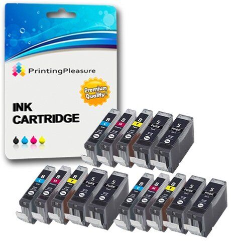 Printing Pleasure 15 Cartucce d'inchiostro compatibili per Canon Pixma iP3300, iP3500, iX3300, iX3500, iX4000, iX5000, MP510, MP520, MP520X, MX700   PGI-5BK, CLI-8C, CLI-8M, CLI-8Y