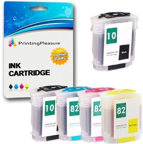 Printing Pleasure 5 Compatibili HP 10/82 XL Cartucce d'inchiostro Sostituzione per HP DesignJet 500 500m 500+ 500ps 500ps+ 800 800ps 815mfp 820mfp cc800ps Nero/Ciano/Magenta/Giallo, Alta Capacità