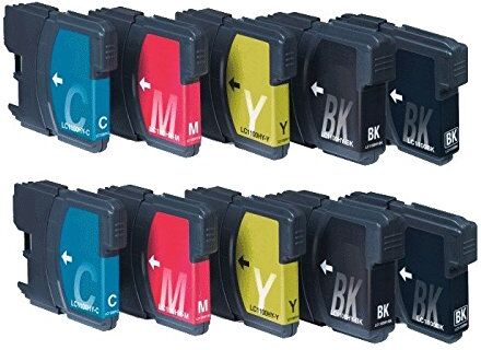 BELLIVESTORE 10 Cartucce compatibile PER Brother LC1100 LC980 (4x nero + 2x ciano + 2x magenta + 2x giallo) Brother DCP-145C / DCP-165C / MFC-250C / MFC-290C / DCP-375CW / DCP-195C / MFC-255CW / MFC-295CN / DCP-163C / DCP-167C / DCP-365CN