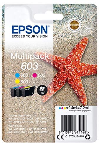 Epson Stella Marina Serie 603, Cartucce Originali per Stampante Getto d'Inchiostro, Multipack 3 Colori, Ciano, Magenta, Giallo, Formato Standard