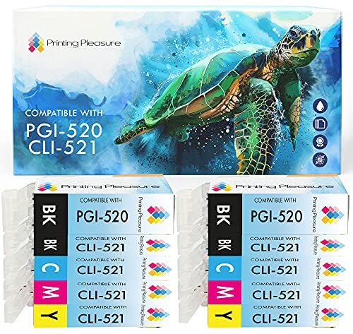 Printing Pleasure 10 Compatibili PGI-520 CLI-521 Cartucce d'inchiostro per Canon Pixma MP540 MP540x MP550 MP560 MP620 MP620b MP630 MP640 MP980 MP990 MX860 MX870 iP3600 iP3680 iP4600 iP4680 iP4700 Alta Capacità