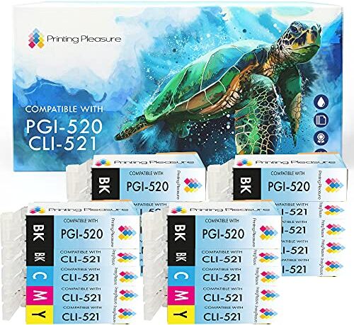 Printing Pleasure 20 Compatibili PGI-520 CLI-521 Cartucce d'inchiostro per Canon Pixma MP540 MP540x MP550 MP560 MP620 MP620b MP630 MP640 MP980 MP990 MX860 MX870 iP3600 iP3680 iP4600 iP4680 iP4700 Alta Capacità