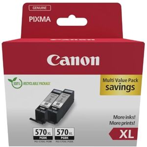 Canon Cartuccia 2 Cartucce per Stampante Originali PGI-570XL (2 x Nero) Stampa Fino a 500 Pagine A4 Canon Cartuccia 2 Cartucce per Stampante Originali PGI-570XL (2 x Nero) Stampa Fino a 500 Pagine A4