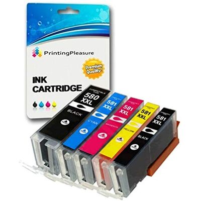 Printing Pleasure 5 Compatibili PGI-580/CLI-581 XXL Cartucce d'inchiostro per Canon Pixma TR7550, TS6151, TS6251,TS705, TS8152, TS8251, TS8252, TS9550, TS9551C PGI-580PGBK CLI-581BK CLI-581C CLI-581M CLI-581Y XXL Printing Pleasure 5 Compatibili PGI-580/CLI-581 XXL Cartucce d'inchiostro per Canon Pixma TR7550, TS6151, TS6251,TS705, TS8152, TS8251, TS8252, TS9550, TS9551C PGI-580PGBK CLI-581BK CLI-581C CLI-581M CLI-581Y XXL
