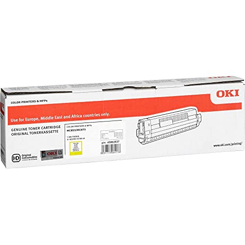 Oki Cartuccia Toner Originale , Giallo, Standard, 7300 pagine