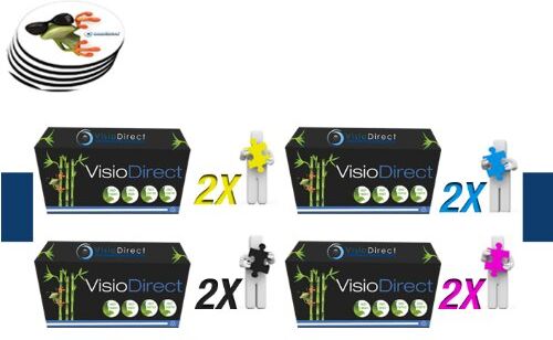 Visiodirect Pacco di otto Toner Cartucce di inchiostro (TN325BK) 2 Nero 4000 Pagine, (TN325C) 2 Ciano/Azzuro, (TN325M) 2 Magenta e (TN325Y) 2 Giallo 3500 Pagine generico per stampante Brother MFC 9465CDN Certificato ISO 9001 ISO 14001 + Offerte sottotazza