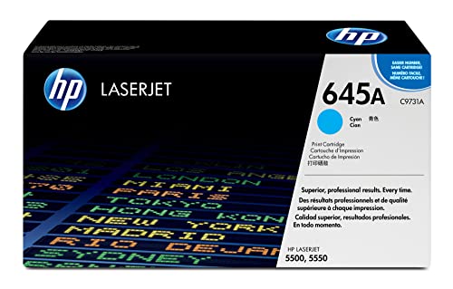 HP 645A , Cartuccia Toner Originale  da 12000 Pagine, Compatibile con la Stampante  LaserJet 5500, 5550, Ciano