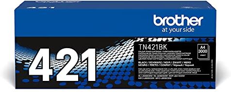 Brother TN-421BK Toner Originale, Capacità Standard, fino a circa 3000 Pagine, per Stampanti HLL8260CDW/HLL8360CDW/DCPL8410CDW/MFCL8690CDW/MFCL8900CDW, Nero