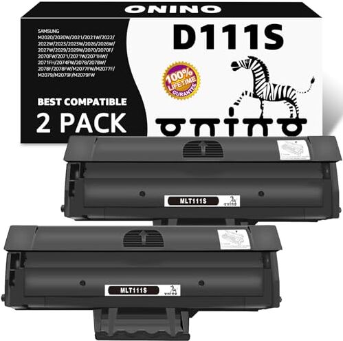 onino MLT-D111S Cartuccia Toner Compatibili per Samsung MLT-D111L 111L 111S per Xpress M2070 M2070W M2070F M2070FW M2026W M2026 M2022 M2022W M2020 M2020W (Nero, 2-Pack)