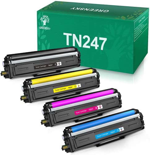 GREENSKY TN243CMYK Toner Cartucce Sostituzione per Brother TN247 TN-243 Compatibile con toner brother DCPl3550CDW MFC-L3730CDN HL-L3210CW MFC-L3770CDW HL-L3230CDW MFC-L3750CDW DCP l3550CDW (4 Pacco)