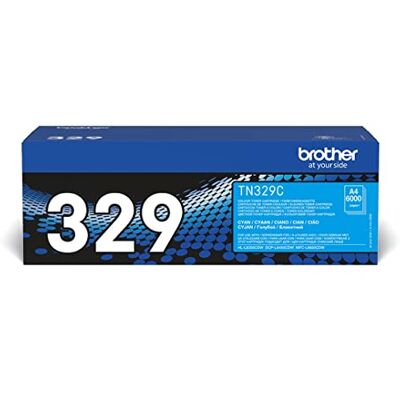 Brother TN329C Cartuccia Toner, 6000 Pagine Stampate, Standard, Ciano Brother TN329C Cartuccia Toner, 6000 Pagine Stampate, Standard, Ciano