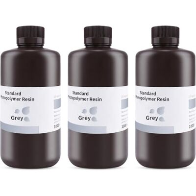 ELEGOO Resina Standard Rapida Grigia 3kg (3×1 kg), Kit Fotopolimerico UV ad Alta Precisione per Stampanti 3D LCD, Indurimento Rapido e Bassa Contrazione ELEGOO Resina Standard Rapida Grigia 3kg (3×1 kg), Kit Fotopolimerico UV ad Alta Precisione per Stampanti 3D LCD, Indurimento Rapido e Bassa Contrazione