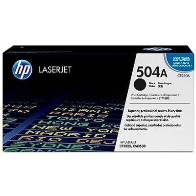 HP 504A , Cartuccia Toner Originale da 5000 Pagine, Compatibile con le Stampanti LaserJet CP 3525, CM 3530, Nero HP 504A , Cartuccia Toner Originale da 5000 Pagine, Compatibile con le Stampanti LaserJet CP 3525, CM 3530, Nero