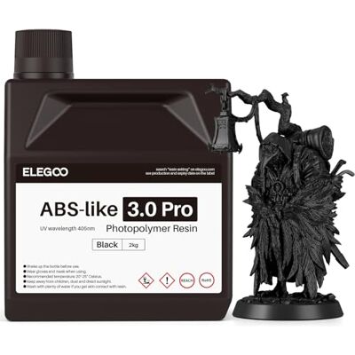 ELEGOO Resina ABS-Like 3.0 Pro, Resistenza e Tenacia Migliorate, Alta Precisione, 2 kg Nero, UV 405nm, Compatibile con Stampanti LCD/MSLA/DLP ELEGOO Resina ABS-Like 3.0 Pro, Resistenza e Tenacia Migliorate, Alta Precisione, 2 kg Nero, UV 405nm, Compatibile con Stampanti LCD/MSLA/DLP