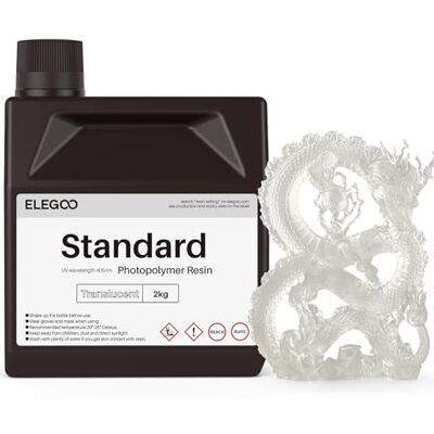ELEGOO Resina Standard Rapida 2 kg Trasparente, Resina Fotopolimerica UV ad Alta Precisione e Indurimento Rapido, Compatibile con Stampanti 3D LCD ELEGOO Resina Standard Rapida 2 kg Trasparente, Resina Fotopolimerica UV ad Alta Precisione e Indurimento Rapido, Compatibile con Stampanti 3D LCD