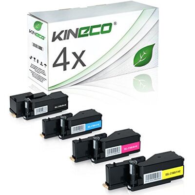 Kineco 4 toner compatibili con Dell C1660 W 59311130 59311129 59311128 593211131 Nero 1.250 pagine, Colore 1.000 pagine ciascuno Kineco 4 toner compatibili con Dell C1660 W 59311130 59311129 59311128 593211131 Nero 1.250 pagine, Colore 1.000 pagine ciascuno
