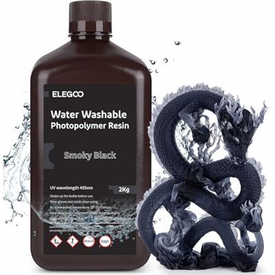 ELEGOO Resina Lavabile ad Acqua 2 kg Fumo Nero, LCD Rapida 405nm, Fotopolimero Standard per Cura UV, Compatibile con Stampanti 3D LCD ELEGOO Resina Lavabile ad Acqua 2 kg Fumo Nero, LCD Rapida 405nm, Fotopolimero Standard per Cura UV, Compatibile con Stampanti 3D LCD