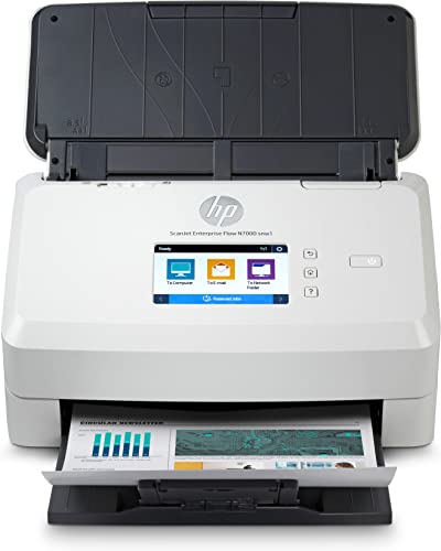 HP ScanJet Enterprise Flow N7000 snw1 , Doppia scansione a Singolo Passaggio, Formato A3, 75 ppm e 150 ipm, Display Touchscreen 10,9 cm, Piccolo e Sottile, Bianco