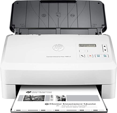 HP Scanjet Enterprise Flow 7000 S3 (L2757A), Doppia Scansione a Singolo Passaggio, Formato A3, Professionale per Documenti e Immagini, Piccolo e Sottile, Bianco