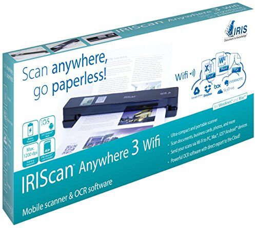 IRIS can Anywhere 3 Wi-Fi Scanner Portatile per Documenti Sincronizzabile con Qualsiasi Dispositivo Tramite Wi-Fi, Nero