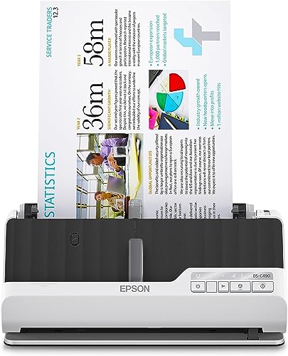 Epson Scanner DS-C490 Scansione di Alta Precisione per Documenti e Foto, Velocità Rapida di Scansione, Connessione Wireless, Facile da Usare e Ottimizzato per la Gestione dei Documenti