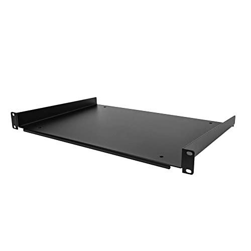 StarTech.com Mensola Rack 19" 1U, Ripiano per Armadio Rack 19 Pollici per Dispositivi e Apparecchiature di Rete non Installabili a Rack, Portata 25kg, Profondità Vassoio 30 cm, SHELF-1U-12-FIXED-S