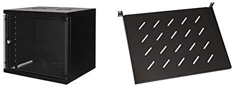 LINK lk1909un Armadio Rack 19%22 9 unità da Muro per reti 570 x 475 x 505 mm, Nero & lkrip350n ripiano per Armadio 19%22 1 unità profondità 350 mm, Nero [Italia]