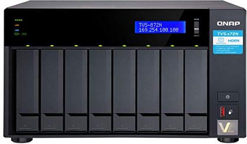 QNAP TVS-872N-i3-8G 8-Bay Server di memoria NAS Intel Core i3-8100T, 4-core 3.1 GHz, 8GB DDR4 RAM, max 32GB