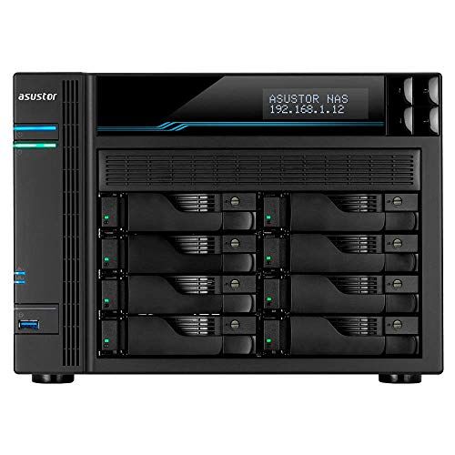 Asustor Lockerstor 8 AS6508T 8 bay Server Nas Case di archiviazione di Rete, Quad Core 2.1 GHz CPU, 8 GB di RAM DDR4, M.2 NVMe SSD (Senza Disco)