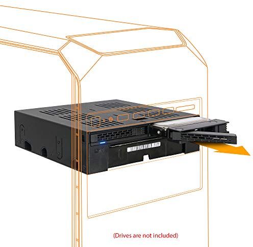 Icy Dock ExpressCage  Rack Rimovibile, backplane Cage, Hot Swap Rack Case per 2 HDD o 2.5" SAS/SATA SSD + 3.5" Slot per 5.25" bay, Installazione SSD Senza Attrezzi