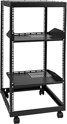 VEVOR Server Rack a Telaio Aperto 20U, profondità Regolabile da 15''-40'', Server Rack di Rete con Supporto o Montaggio a Parete, Rack AV a 4 Posti con Ruote