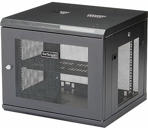 StarTech.com Armadio Rack 9U 19" Montabile a Parete Armadio di rete a 4 montanti a profondità regolabile (da 6 a 48cm) con sistema di gestione dei cavi e serratura Ripiano 1U incluso (RK920WALM)