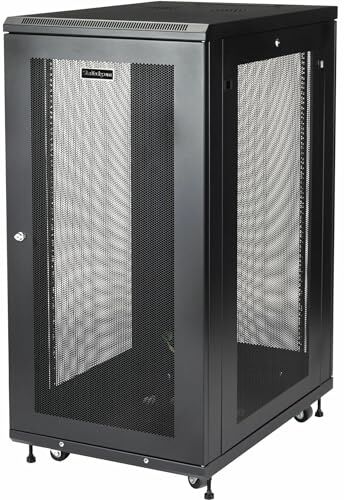 StarTech.com Armadio Rack 19" 24U su Ruote a 4 Montanti, Server Rack a Profondità Regolabile con Ripiano da 1U e Serratura